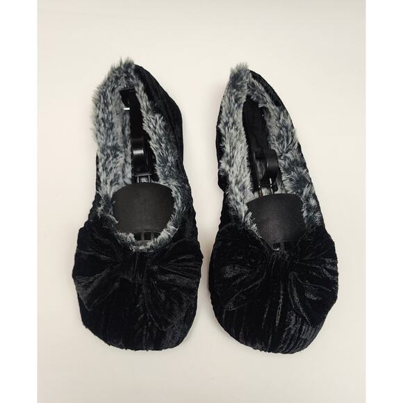 Cabernet Slippers Black/Gray Velvet Size Large  9-10 - Picture 3 of 7